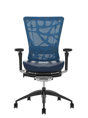 Nefil Blue Leather Seat, Blue Mesh Back Office Chair