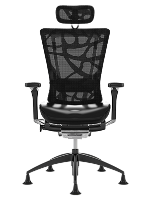 Nefil Black Leather Seat, Black Mesh Back Office Chair