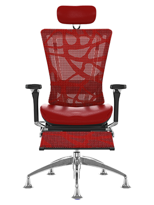 Nefil Office Chair Red Mesh with Leg Rest