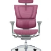 Mirus Elite Pink Full Mesh Office Chair with Headrest and Grey Polished Frame