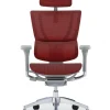 Mirus Elite Red Full Mesh Office Chair with Headrest and Grey Polished Frame