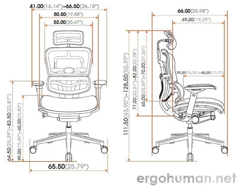 Ergohuman Elite Office Chair Dimensions