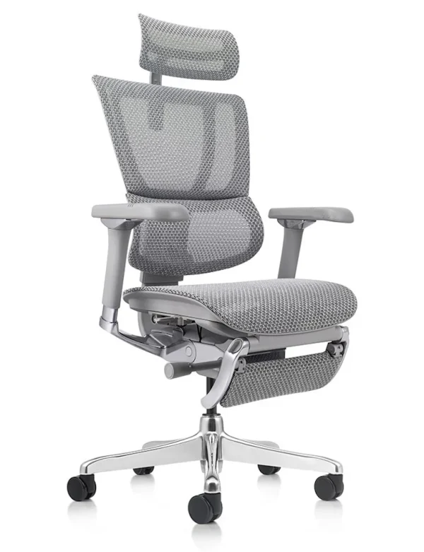 Mirus Elite Mesh Office Chair Grey Frame with Leg Rest G2 side