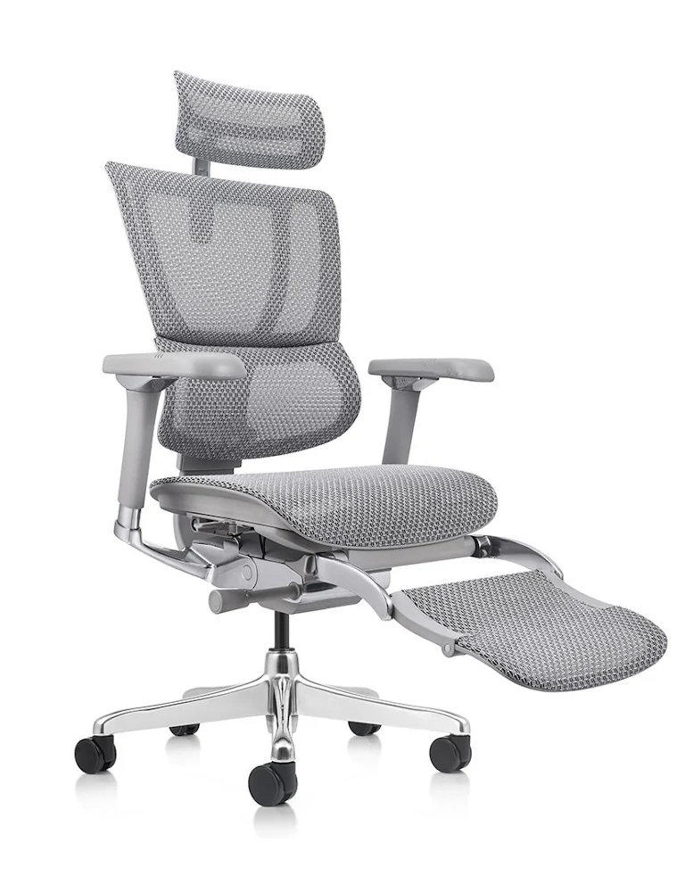 Mirus Elite Mesh Office Chair Grey Frame with Leg Rest G2